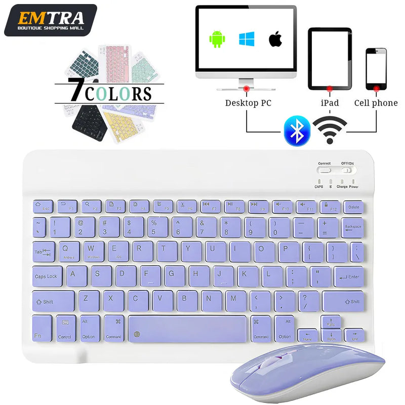 Mini teclado sem fio bluetooth teclado para ipad telefone tablet portátil teclado bluetooth e mouse para samsung xiaomi android